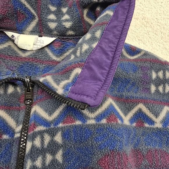 Vintage Columbia Jacket Mens XL Fleece Abstract Aztec Full Zip Made in USA - Picture 10 of 14